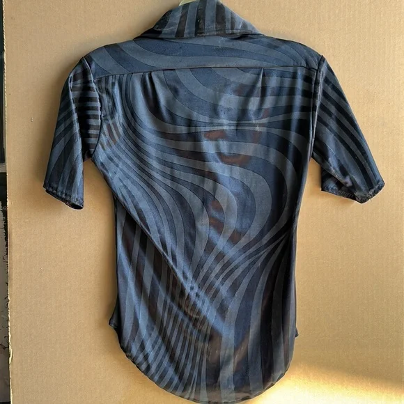 Original 80s 90s Patricial Field NYC snap front zebra striped shirt S - Picture 5 of 7